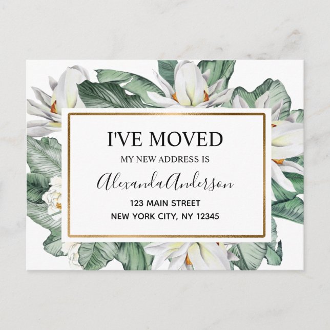 Budget Moving Announcement Tropical Floral Postcar Postcard (Front)