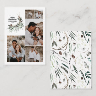 Budget multi photo botanical sage green holiday enclosure card