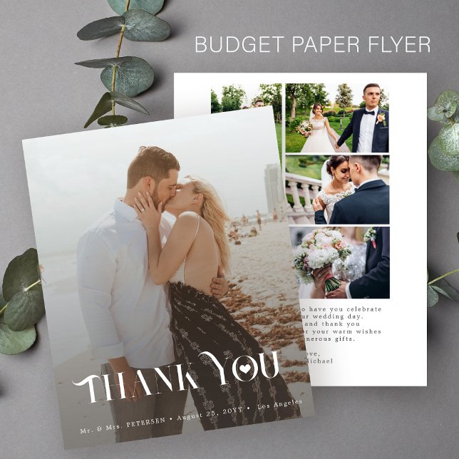 Budget multi photo collage wedding thank you card (Creator Uploaded)