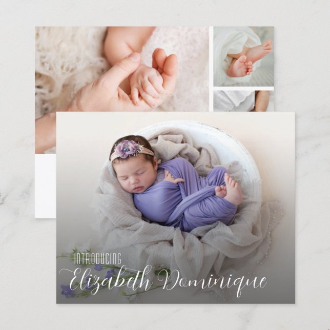 Budget Multiple Photo Birth Announcement (Front/Back)