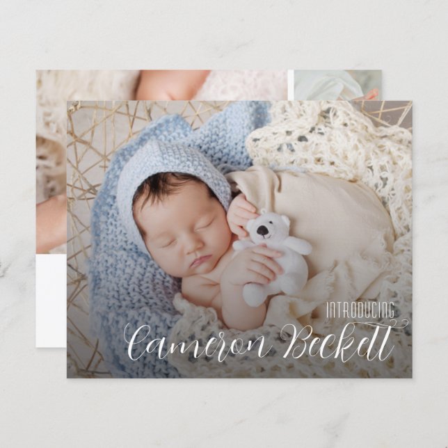 Budget Multiple Photo Collage Birth Announcement (Front/Back)
