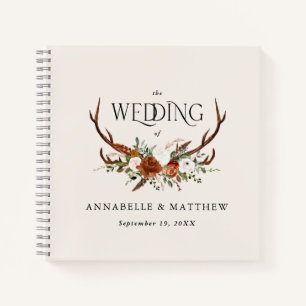 Budget natural floral wedding guest book rustic