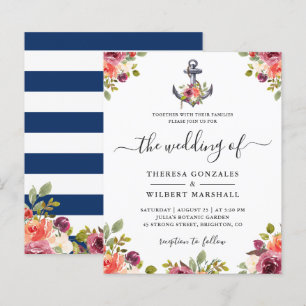 Budget Nautical Anchor Floral Wedding Invitations