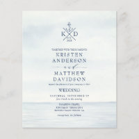 Budget Nautical Anchor Monogram Wedding Invite