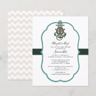 Budget Nautical Boy Baby Shower Invitation