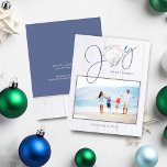 Budget Nautical Christmas Joy Shell Holiday Photo<br><div class="desc">This Budget Coastal, Nautical Christmas Joy Seashell Holiday Photo features a rustic seashell as the "o" in Joy on a background of coastal white wood, with seaside blue text. Easy to add your photo and details for a fun Christmas card! **Our BUDGET paper is smaller, lighter, and more delicate, but...</div>