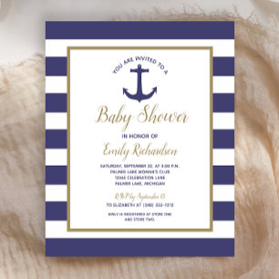 Budget Nautical Drive By Baby Shower Invitation