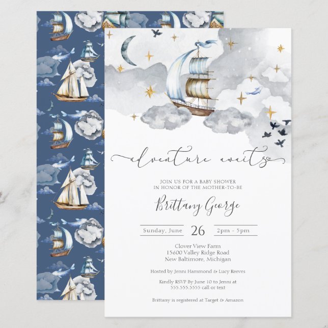 Budget - Nautical Fantasy Baby Shower Invitation (Front/Back)