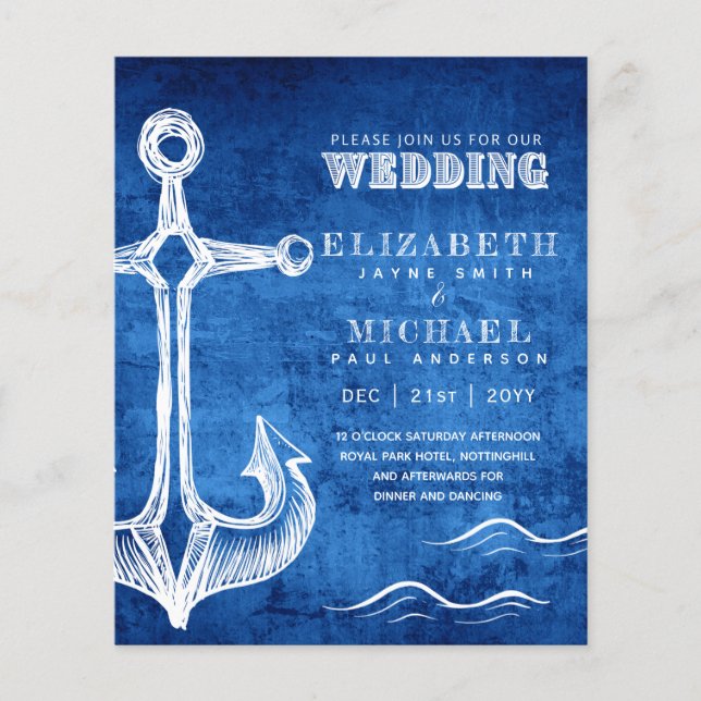 BUDGET Nautical Sailing Destination Wedding Invite (Front)