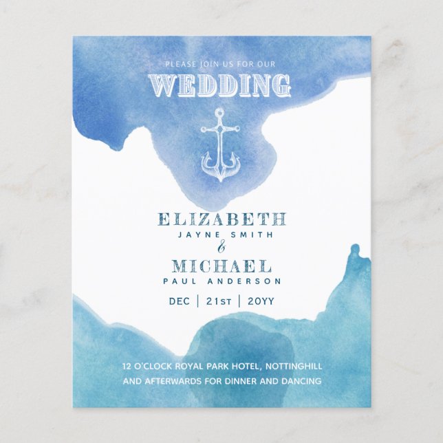 BUDGET Nautical Sailing Destination Wedding Invite (Front)