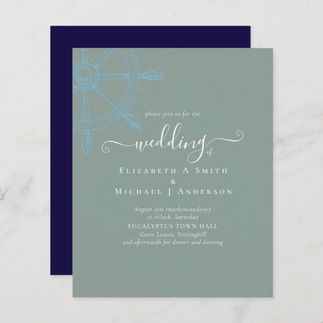 BUDGET  Nautical Ships Wheel Wedding (Front/Back)