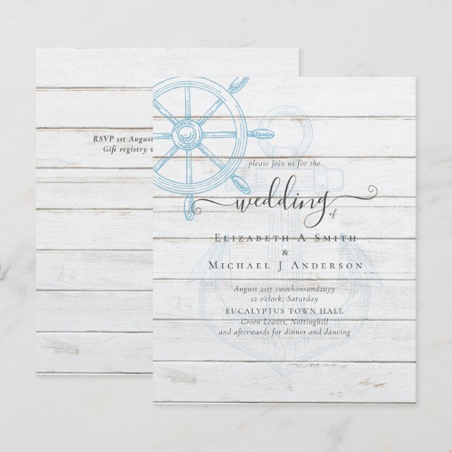 BUDGET  Nautical Ships Wheel Wedding (Front/Back)