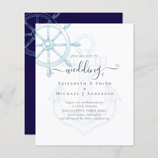 BUDGET  Nautical Ships Wheel Wedding (Front/Back)