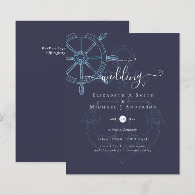 BUDGET  Nautical Ships Wheel Wedding (Front/Back)
