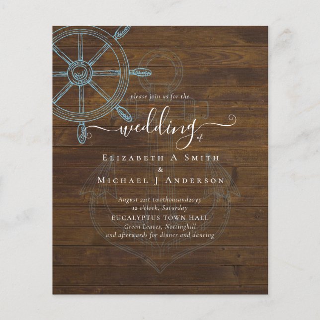 BUDGET  Nautical Ships Wheel Wedding Flyer (Front)