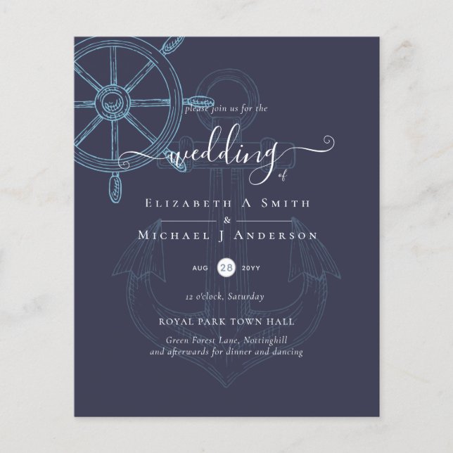 BUDGET  Nautical Ships Wheel Wedding Flyer (Front)