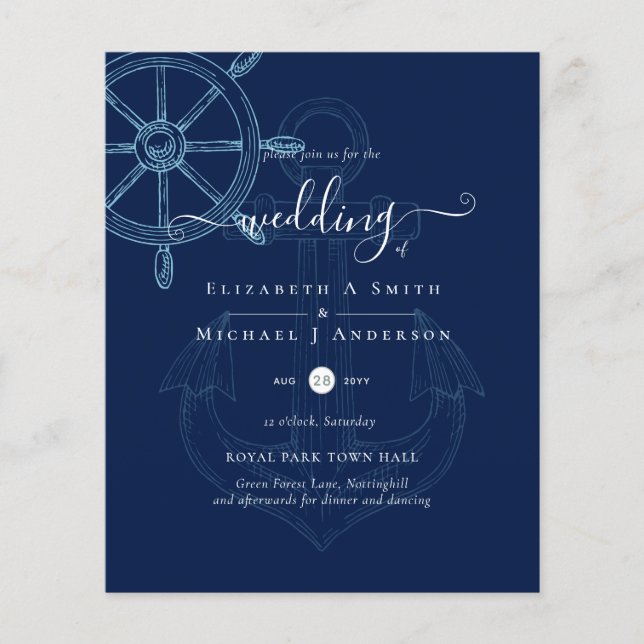 BUDGET  Nautical Ships Wheel Wedding Flyer (Front)