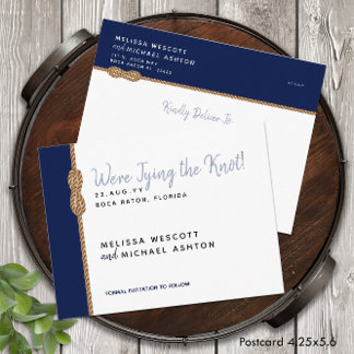 ⚓ Budget Nautical Tying the Knot Save the Date Announcement Postcard
