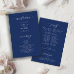 Budget navy and white elegant wedding program<br><div class="desc">Modern simple minimalist typography trendy navy blue ceremony and party BUDGET affordable wedding program template featuring a chic trendy calligraphy script.              Easy to personalize with your custom text on both sides!</div>
