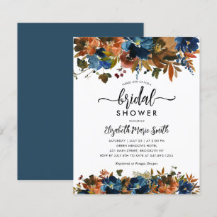 Budget Navy Blue Brown Floral Fall Bridal Shower