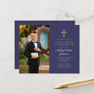 Budget Navy Blue Cross Photo Boy First Communion