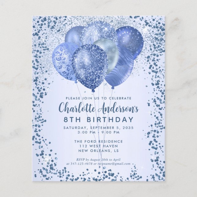 Budget Navy Blue Glitter Balloon Kids Birthday (Front)
