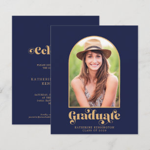 Budget Navy Blue Gold Arch Photo Graduation Party