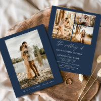 Budget Navy Blue Minimalist Photo Wedding