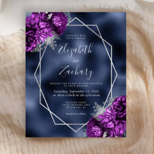 Budget Navy Blue Purple Silver Floral Wedding