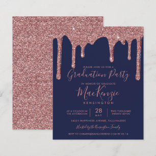 BUDGET Navy Blue Rose Gold Glitter Graduation