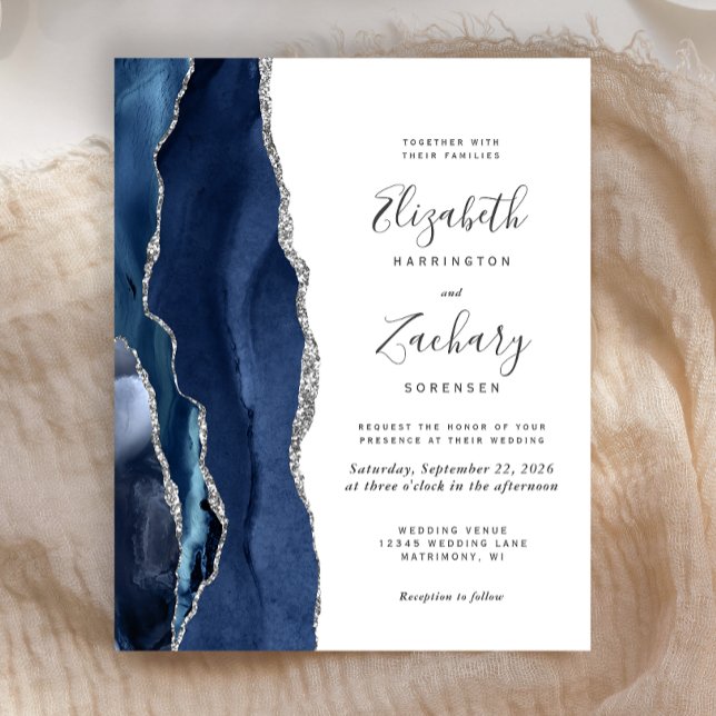 Budget Navy Blue Silver Agate Wedding (Creator Uploaded)