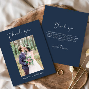 Budget Navy Blue Wedding Thank You Photo