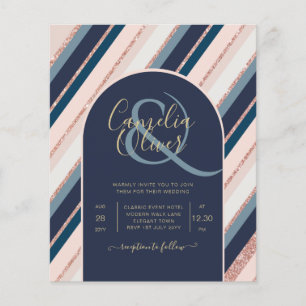 BUDGET Navy Blush Pink Rose Gold Wedding INVITE Flyer