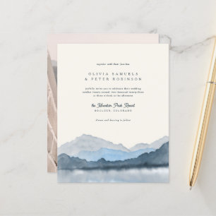 Budget Navy Boho Watercolor Mountain Photo Wedding