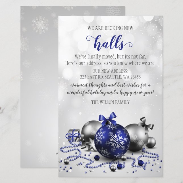 Budget Navy Decking New Halls Moving Holiday Card (Front/Back)