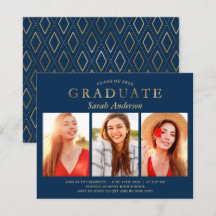 Budget Navy Gold 3 Photo Graduation Celebration