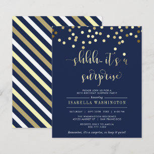 Budget Navy Gold Confetti Surprise Birthday Party