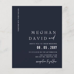 Budget Navy Modern Wedding Invitation