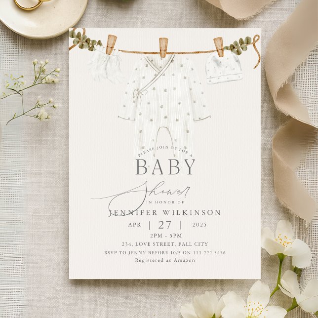 Budget Neutral Boho Baby Shower  Invitation Postcard (Budget Neutral Boho Baby Shower Invitation Postcard)