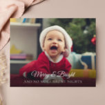 Budget New Baby No More Silent Nights Holiday Card<br><div class="desc">Announce to all your family and friends there are no more silent nights at your house with this cute photo christmas card. Personalize with 1 photo on the front and 3 photos on the back along with all your babys birth stat information. Visit my christmas card collection to view all...</div>