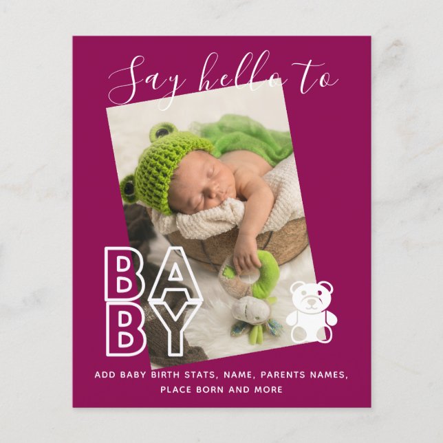 BUDGET New Baby PHOTO Cards - Modern Fun Girl Boy (Front)