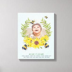 BUDGET New Baby PHOTO Gifts Sunflowers Bees Canvas Print