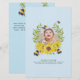 BUDGET New Baby PHOTO Gifts Sunflowers Bees Stationery