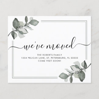 Budget New Home Elegant Eucalyptus Moving Card