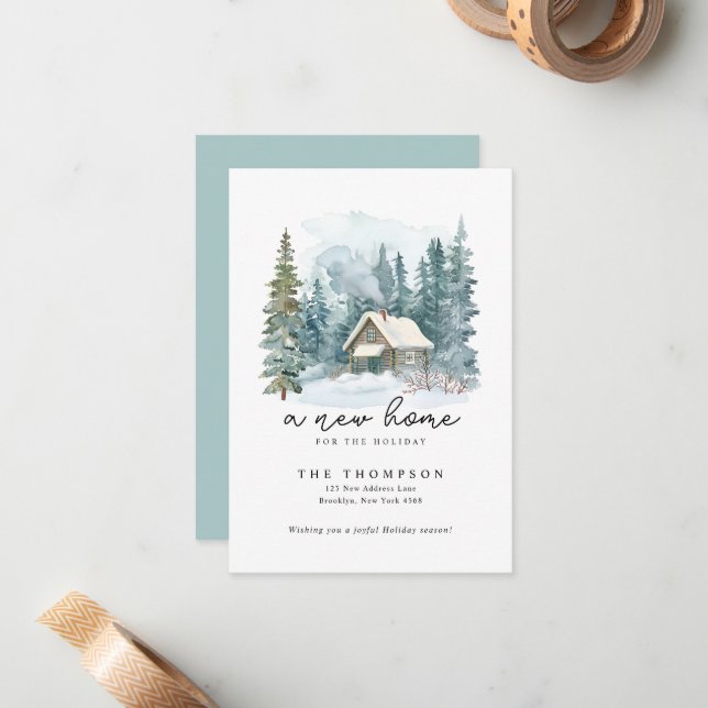 BUDGET New Home Handwriting Script Moving Holiday  Card (Front/Back In Situ)