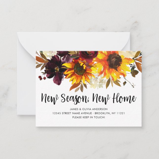 Budget New Season New Home Fall Sunflower Moving Card (Front)