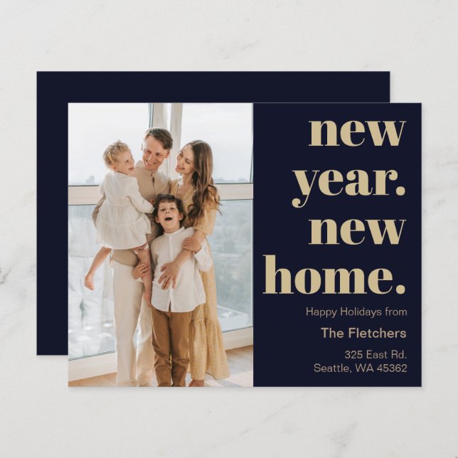 Budget New Year New Home Moving Photo Holiday Card (Front/Back)