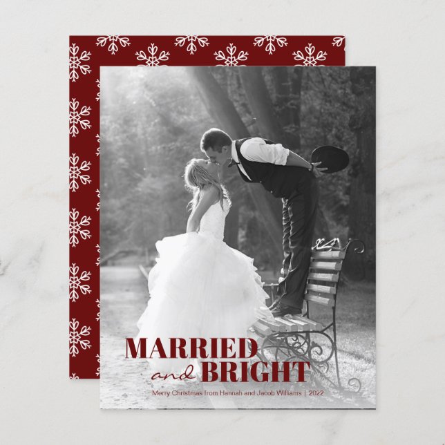 Budget Newlywed Married and Bright Christmas Card (Front/Back)