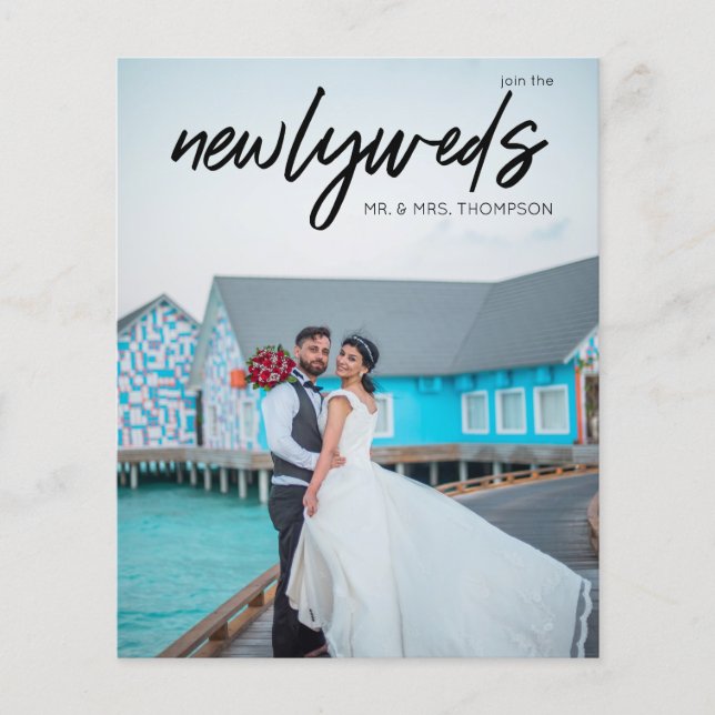 Budget Newlyweds 3 Photo B Wedding Reception Flyer (Front)