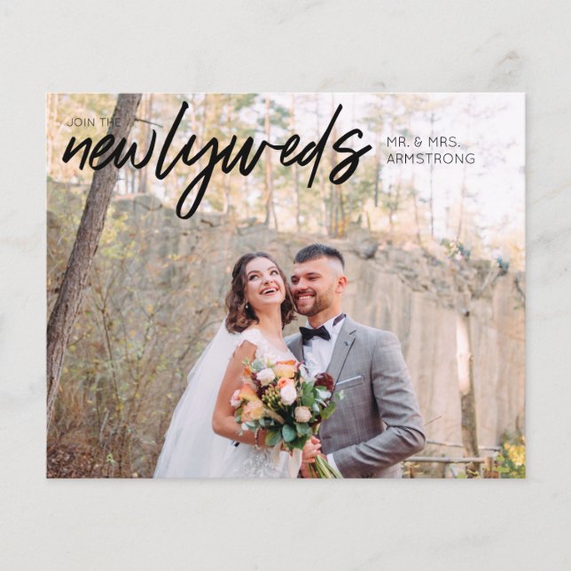 Budget Newlyweds Horiz 1B Photo Wedding Reception Flyer (Front)